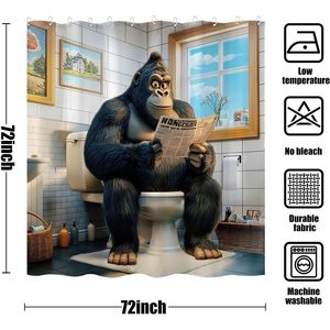 3D ไดโนเสาร์คลื่นทะเลญี่ปุ่นม่านอาบน้ำพร้อมตะขอของตกแต่งบ้านห้องน้ำรูปสัตว์ประหลาดตลก - Product Image 5