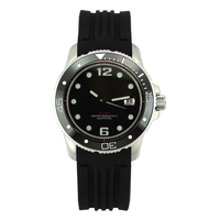 Montre de plongée pour homme en acier inoxydable étanche 30 ATM avec bracelet en silicone noir et mouvement à quartz