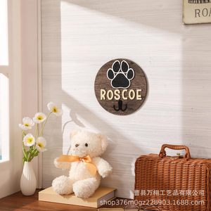 Wooden Pet Collar <b>Hook</b> Wall Mounted Round Brown Leash Storage Rack For Cat Dog Home Use - Product Image 3