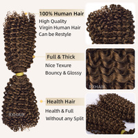 Extensiones de Cabello Humano Virgen Remy Brasileño de Primera Calidad, Sin Procesar, Doble Trama, Punta en V de Dos Puntas, Rizado, Estilo Boho, a Granel