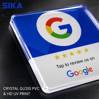 Carte NFC SIKA pour avis Google, 13,56 MHz, logo personnalisé, code QR, URL, carte de visite intelligente RFID, utilisation hôtelière, NTAG213, acrylique étanche NFC