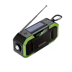 Venda quente 5000mAh rádio solar portátil para viagens FM/AM rádio com alto-falante lanterna power bank SOS bússola rádio