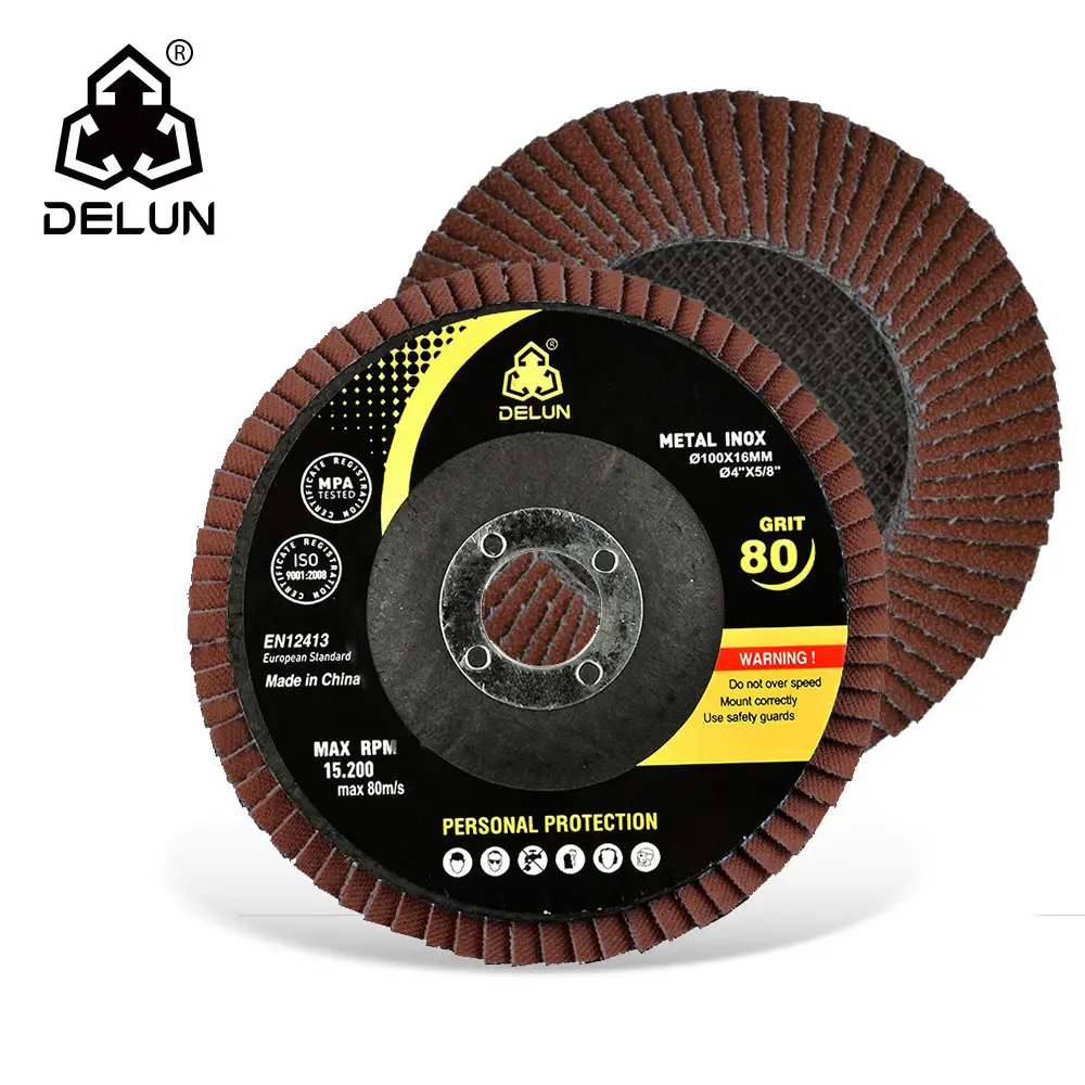 DELUN 100 mm 인치 적갈색 플랩 디스크 제조업체는 OEM 서비스를 제공합니다.