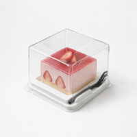 Boîte d'emballage alimentaire en blister carrée transparente de 4 pouces, jetable, de haute qualité, personnalisée, pour gâteaux et pains, contenants en PET, modèle DT-1052