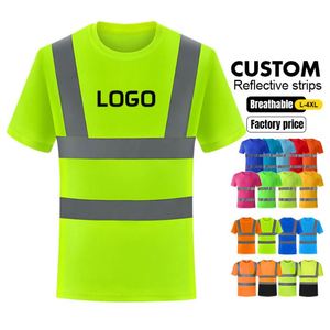 Camiseta de Alta Visibilidad para la Industria de la Construcción con Logotipo Personalizado, Ropa de Trabajo de Seguridad Reflectante, Camiseta Transpirable de Manga Corta - Product Image 2