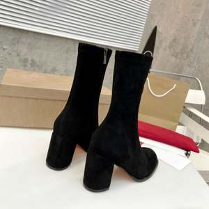 Botines de Invierno para Mujer, Forro de Piel Genuina, Ajuste Delgado, Terciopelo Elástico, Tacón Grueso, Cierre de Cremallera, Material Genuino Antideslizante - Product Image 2