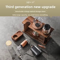 Ensemble de cafetière à filtre réutilisable avec support en bois de qualité supérieure, design moderne et minimaliste, porte-filtre amovible, pour la maison
