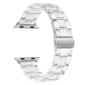 Correa de reloj de resina de acero transparente para Apple Watch Series 9 8 7 6 5 4 3 <span class=keywords><strong>2</strong></span> Iwatch <span class=keywords><strong>SE</strong></span> Ultra <span class=keywords><strong>2</strong></span> <span class=keywords><strong>44mm</strong></span> 40mm 45mm tipo de encanto - Product Image 1