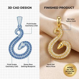 Opulento Colgante Cuadrilobular de Oro Sólido de 9K/14K/18K con Esmalte Negro y Diamantes de Laboratorio Engastados a Mano para Regalo - Product Image 1