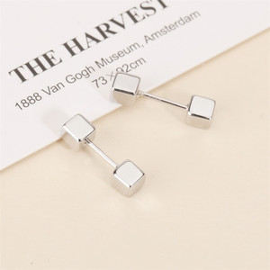 S925 Sterling Silver Square <b>Stud</b> Earrings 4Mm Geometric Minimalist Design <b>For</b> Daily Wear <b>Men</b> Women - Product Image 2