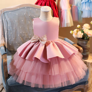 Robe de cérémonie pour fille, robe tutu, robe de bébé, vêtements pour enfants, robe d'anniversaire avec nœud 2021 - Product Image 2