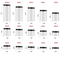 Flacon distributeur en plastique transparent 68mm large bouche 100ml-500ml pot de stockage de biscuits au miel pour animaux de compagnie alimentaire pour crème cosmétique pour les yeux