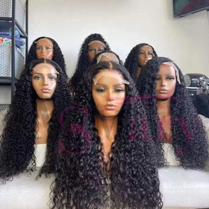 Ms <span class=keywords><strong>Mary</strong></span>-pelucas con ondas profundas y encaje frontal, cabello humano virgen brasileño, sin pegamento, 180% de densidad, HD - Product Image 2