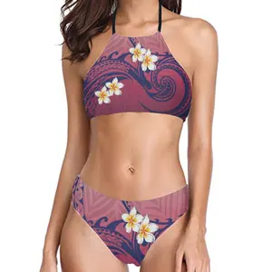 2023 Summer Women Sexy Hot Bikini Swimwear Samoan Polynesian Floral Tribal Custom 2 Piece Bathing Suits Set Ladies Beachwear