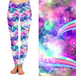 Wholesale butter soft 230gsm brushed milk silk sublimation printing colorful unicorn galaxy leggings