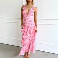 Robe moulante taille haute sans manches à col en V en polyester pour femme de bureau, style été, vente en gros, prête à être expédiée