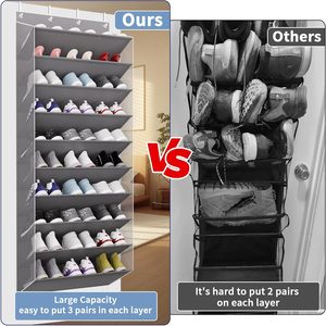30 Pairs Over The Door <b>Shoe</b> Organizer 10 Tier Hanging Rack Deep Pocket Closet Storage Extra Large Fabric Non Woven - Product Image 3