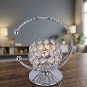 Half Moon <b>Silver</b> Crystal Tea Light Candle Holder Elegant Other Types of Candle Holders <b>Lanterns</b> Candle Jars - Product Image 3