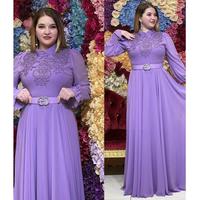 Robes longues en mousseline de soie pour femmes grandes tailles, couleur assortie, vêtements pour femmes, col rond, manches longues avec ceinture, robe maxi élégante