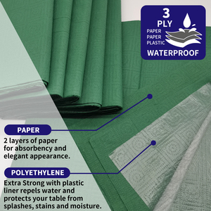 Tovaglie di Carta Monouso Premium Impermeabili e Oleorepellenti, Colore Verde Tinta Unita, <span class=keywords><strong>con</strong></span> Motivo Geometrico a Forma Quadrata per Feste in Casa - Product Image 4