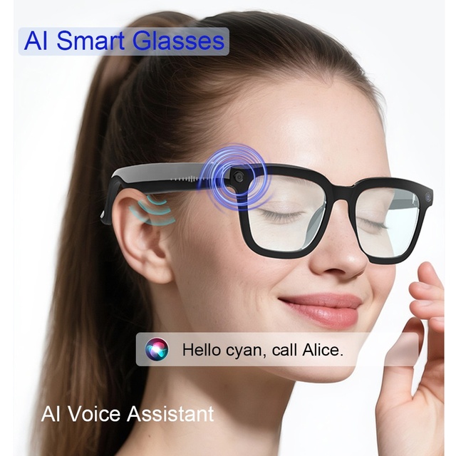 1080P AI Video Glasses Camera Dual Microphone Translation AI Smart Glasses Translator 800W Pixel Video Recording Sunglasses 32GB