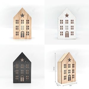 Lámpara de madera con forma de casa de 8 cm, decoración navideña iluminada para escritorio, regalo. - Product Image 5