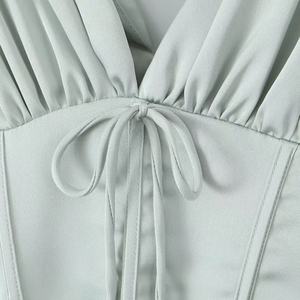 Vestido de Verano Sexy Estampado sin Mangas con Cuello en V para Mujer, Mini Vestido Casual de Moda, Vestido Ajustado con Cuello en V Francés, Estilo Corsé - Product Image 6