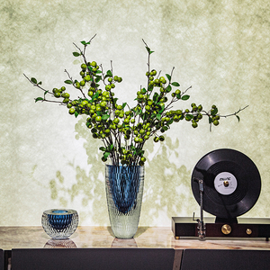 Vases à fleurs en cristal de <span class=keywords><strong>verre</strong></span> de décoration de maison brillant de surface <span class=keywords><strong>bleu</strong></span> foncé riche et calme - Product Image 5
