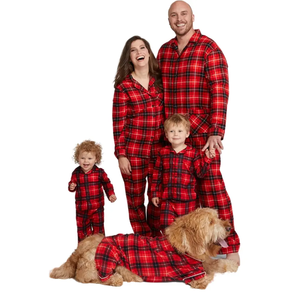 2023 Christmas Family Casual Print Pajamas Matching Adult Onesie Baby + Dog Sleepwear Homewear for Pet Baby Kids Mom Dad