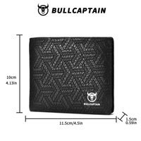 Dompet Minimalis BULLCAPTAIN Kulit Asli Anti-RFID untuk Pria dengan Jendela ID dan Tempat Kartu, Dompet Kecil