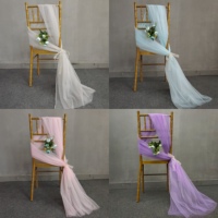 Housse de chaise en mousseline de soie, couverture de haute qualité, décoration de siège de mariage, mousseline de soie, couverture de chaise bouclée