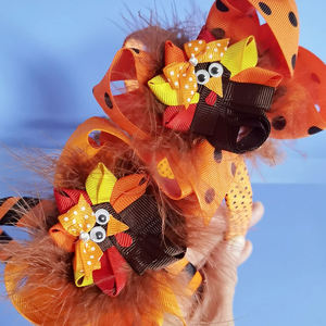 Diadema de Boutique para Halloween, Lazos para el Cabello de Otoño, Diadema de Pavo para Niños, Accesorios para el Cabello - Product Image 1