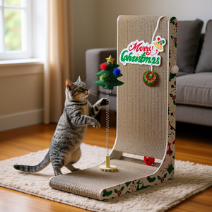 Cat Tree <b>Scratching</b> <b>Pad</b> Christmas Pattern Sisal Material Indoor Use 1 Level Cut Style - Product Image 2