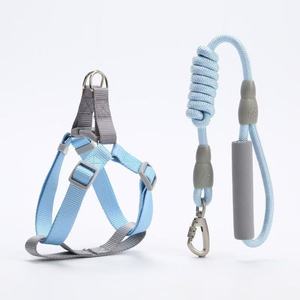 ชุดสายจูงและปลอกคอสุนัขไนลอนสีฟ้าอ่อน ปรับขนาดได้ด้วยหัวเข็มขัด - Product Image 1