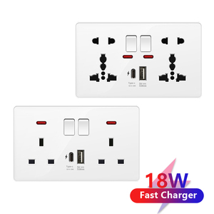 Prise murale universelle 5 broches en plastique 3.1A USB C, interrupteur électrique d'éclairage mural 1/2/3/4 Gang, prise de charge rapide UK Type-C 18W - Product Image 3
