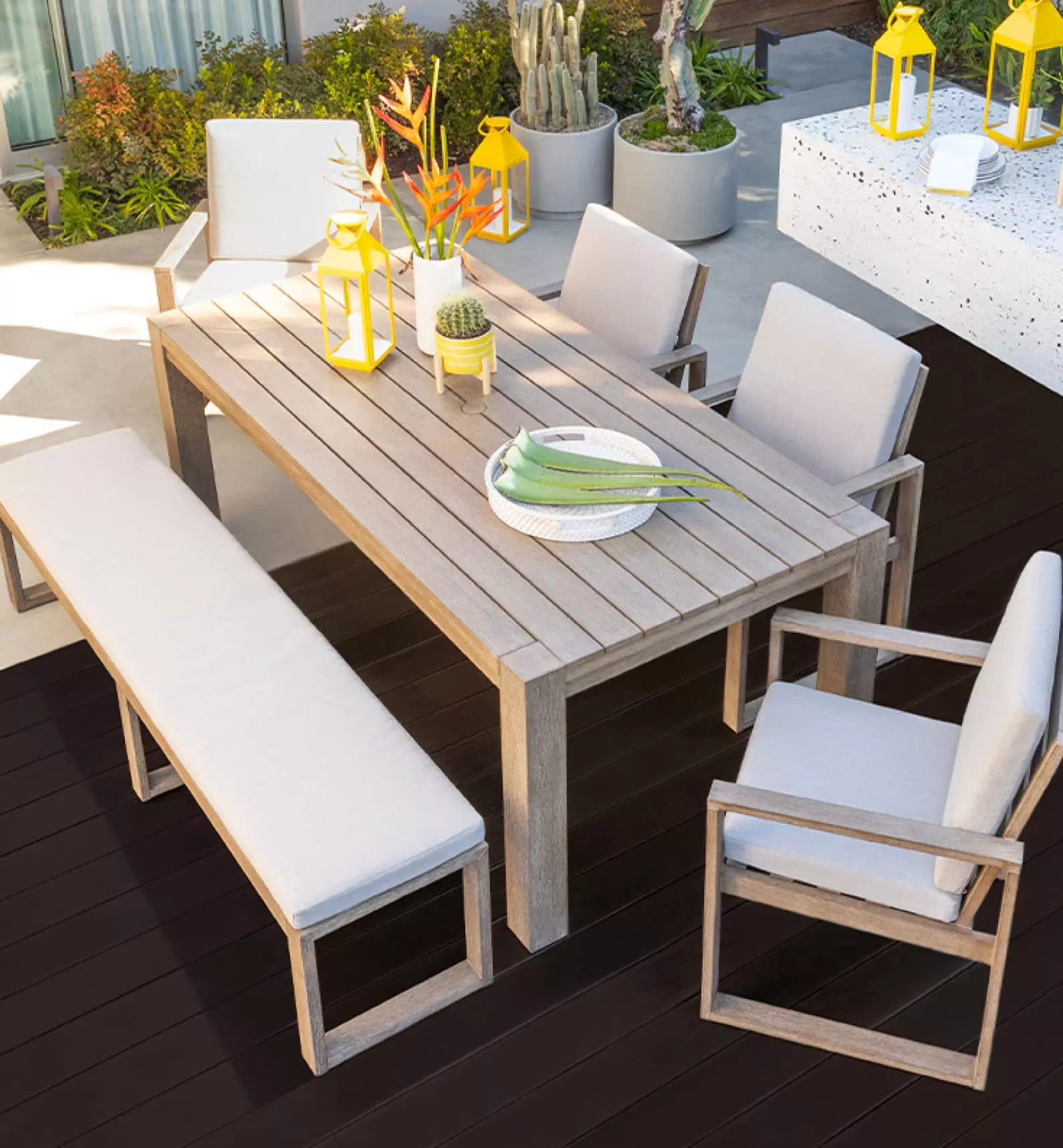 Natural wood hotel Villa Garden dining furniture lounge sofa chair  outdoor table Teak chairs