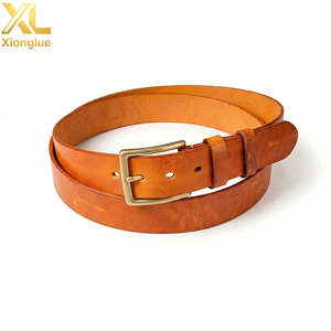 Cinturón de Cuero Vacuno Genuino para Hombre con Hebilla de Cobre Sólido, Diseño Casual Simple, Estilo Original Retro para Jeans - Product Image 1