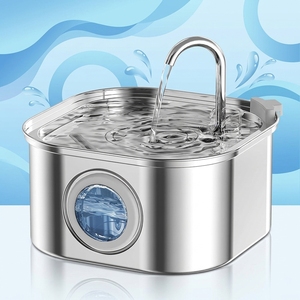 Fontaine à eau automatique pour animaux de compagnie en acier inoxydable en forme de bouteille de 3,2 L pour chats et chiens, batterie rechargeable, pompe silencieuse - Product Image 1