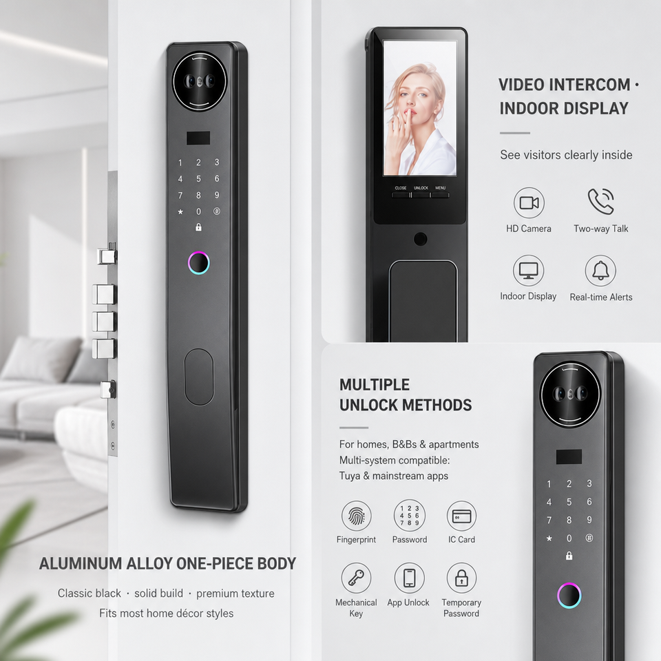 Tuya Smart Life WiFi Door Lock With Camera Fingerprint App Unlock Web ...