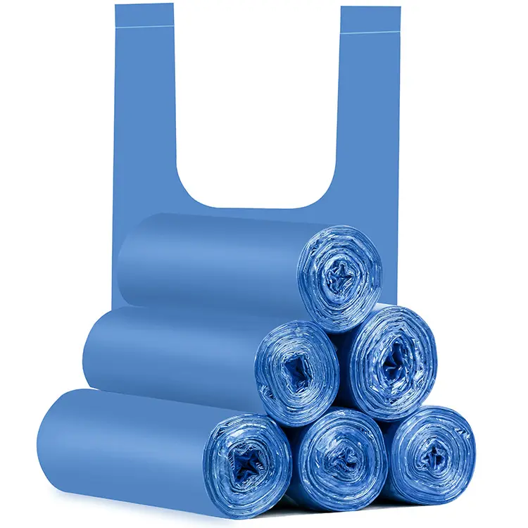 ถุงขยะพลาสติกสีฟ้าสำหรับใช้ในครัวเรือนถุงขยะในสวนผู้รับเหมา