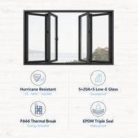 Fenêtre pliante horizontale JUNYAO Factory Norwegian Fjord 5+20A+5, isolation thermique Low-E, insonorisation, NFRC CE, pour cuisine et villa
