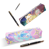 Pochette à stylos imprimée anime en cuir PU, motif personnalisé, organisateur de papeterie pour bureau et école, vente en gros, directement de l'usine