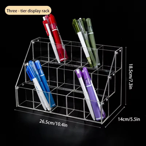 Hiện đại tùy chỉnh thân thiện với môi nhựa acrylic 3-Tier <span class=keywords><strong>cubby</strong></span> kệ bút hiển thị đứng với lắp ráp dễ dàng cho kệ siêu thị - Product Image 6