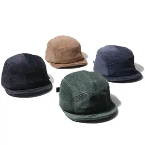 Wholesale Custom Logo Short Brim Corduroy Unstructed 5 Panel Cap Hat