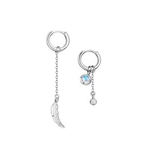 Pendientes <span class=keywords><strong>de</strong></span> <span class=keywords><strong>Plata</strong></span> <span class=keywords><strong>de</strong></span> Ley S925 con Diseño Asimétrico <span class=keywords><strong>de</strong></span> Pluma para Mujer, Estilo Largo <span class=keywords><strong>de</strong></span> Moda, Borla Fina y Aro - Product Image 4
