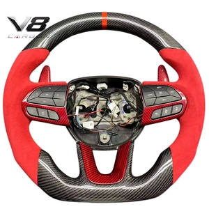 Volant sport personnalisé en fibre de carbone véritable V8carbon pour Charger Challenger <span class=keywords><strong>Durango</strong></span> RT <span class=keywords><strong>SRT8</strong></span> 15+ Pièces automobiles de modification et de course - Product Image 1