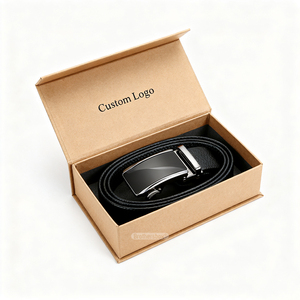 Caja Magnética Personalizada Hecha a Mano con Logotipo, Empaque de Papel Kraft para Regalo de Cinturón de Cuero de Lujo - Product Image 3
