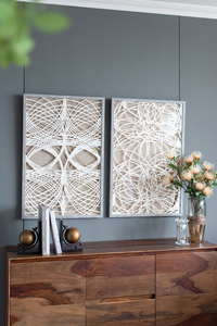 Décoration murale en boîte à ombres en forme de feuille S/2, cet ensemble de 2 décorations murales en boîte à ombres en forme de feuille de papier Sienne crée un accent attrayant pour toutes les pièces. - Product Image 3