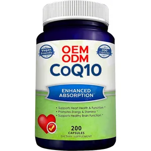 200 Capsules Ubiquinon Supplement Pillen Extra Antioxidant Co Q-10 Enzym Vitamine Tabletten Veganistisch Co-Enzym Q10 Poeder