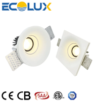 Spot LED invisible encastré Ecolux Industrial CE ETL SAA, GU10, sans cadre, carré ou rond, en plâtre ou gypse, pour projets hôteliers